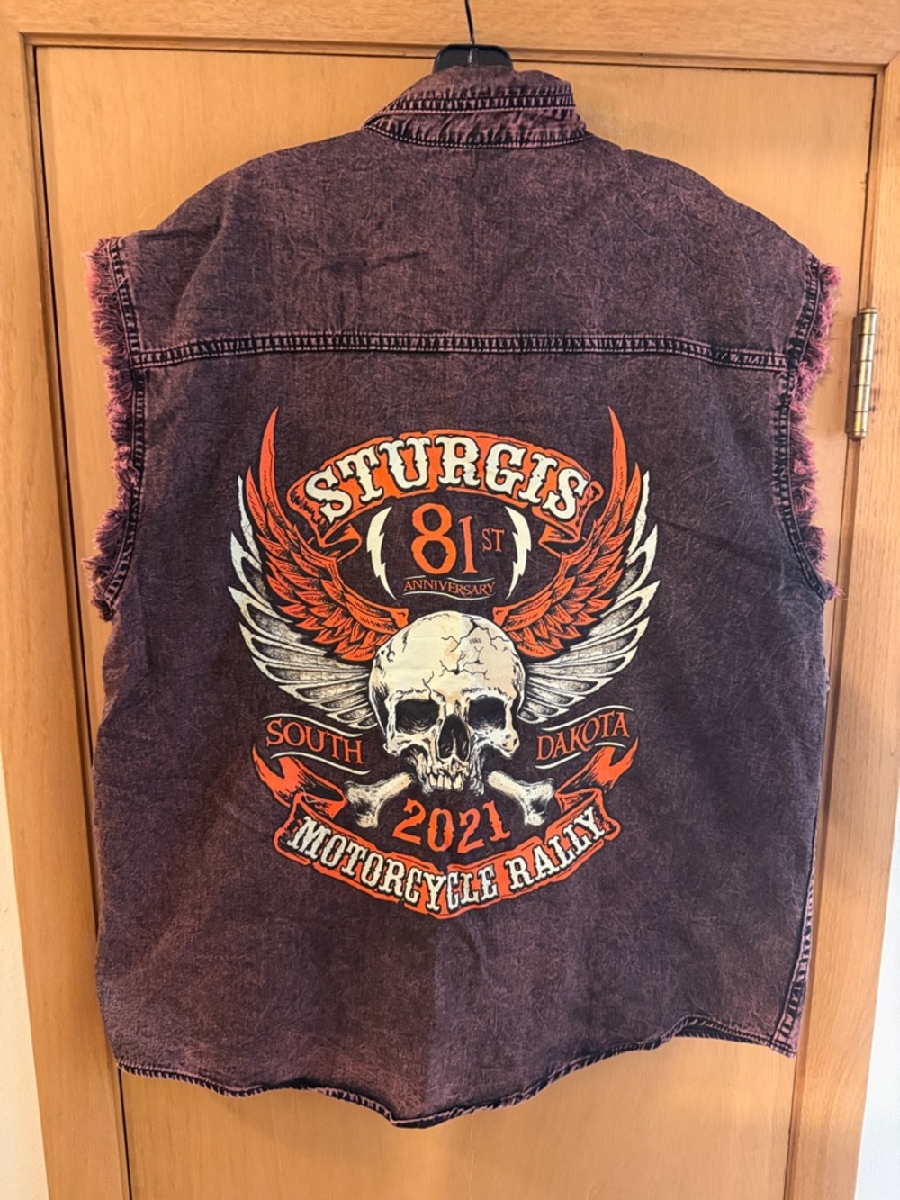 Hot Leathers Sturgis Motorcycle Rally 2021 Fringe Cut Off Vest Pink Size XL